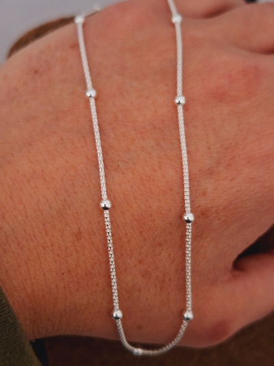 Cadena de plata coreana bola