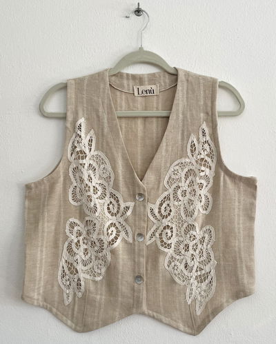 Chaleco Lino beige TALLE M