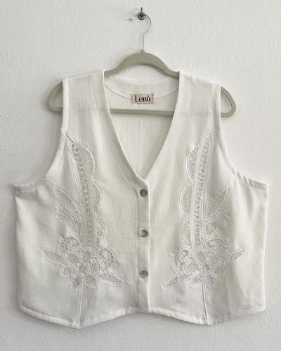 Chaleco Lino off white TALLE L