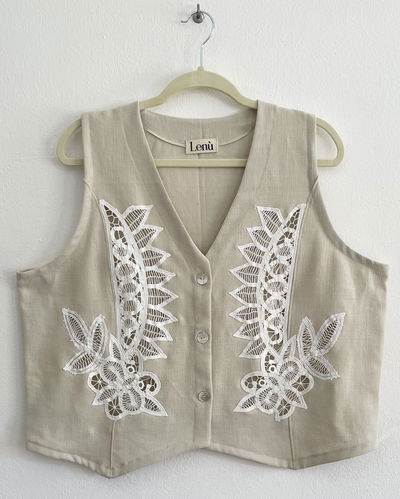 Chaleco Lino beige TALLE L