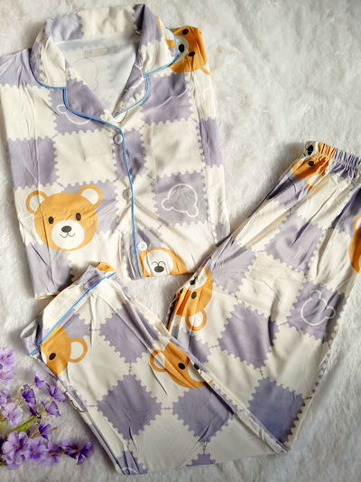 Ositos azul y beige(pijama camisero)