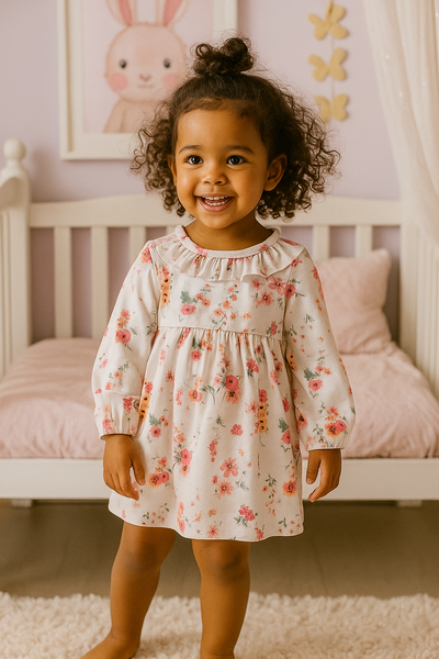VESTIDO FLORES BEIGE BEBA ML