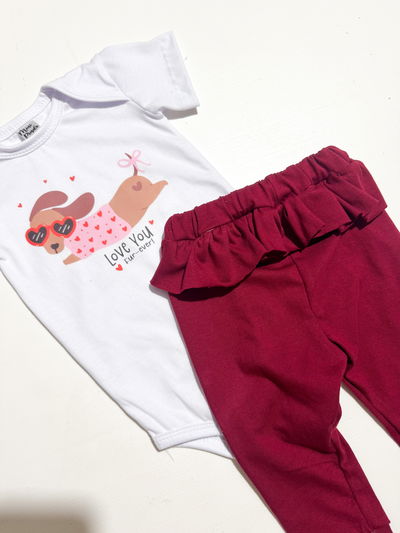 PANTALON BORDO ALGODÓN VOLADOS