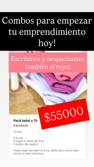 Pack emprendedor x 15 prendas bebé 