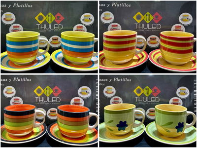 Juego de tazas con plato altas 