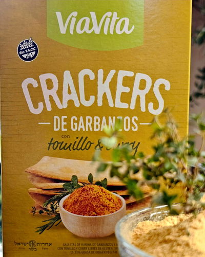 VIA VITA CRACKERS DE GARBANZOS SABOR TOMILLO Y CURRY X 100G