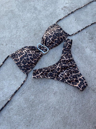 Bikini animal print con relleno – color marrón / estampa leopardo