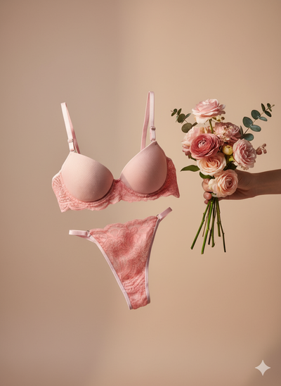 Conjunto de lencería con arco de morley y puntilla