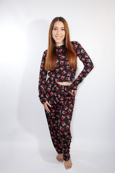 Pijama de Morley Negro con Moños