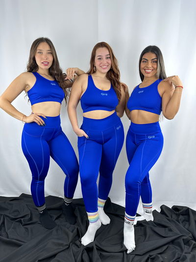 Calza azul eléctrico con bolsillo