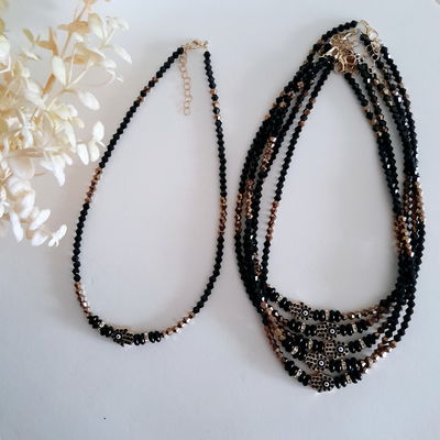 Collar Mano de Fatima Negro y dorado