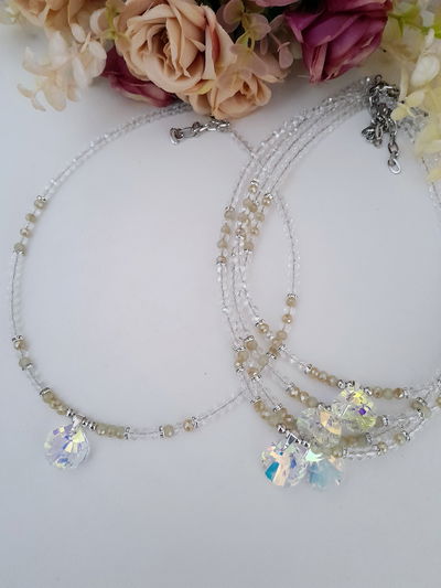 Collar dije de cristal mar blanco