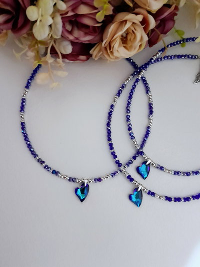 Collar corazón azul