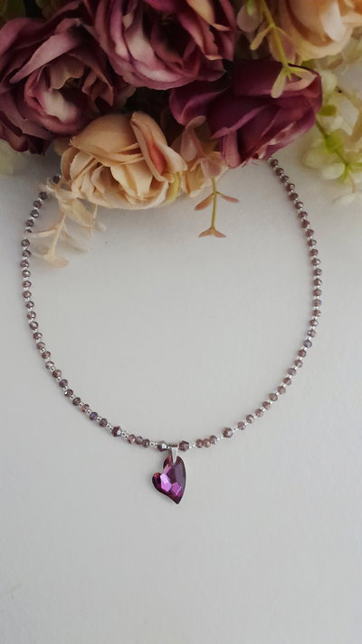 Collar corazón rosa