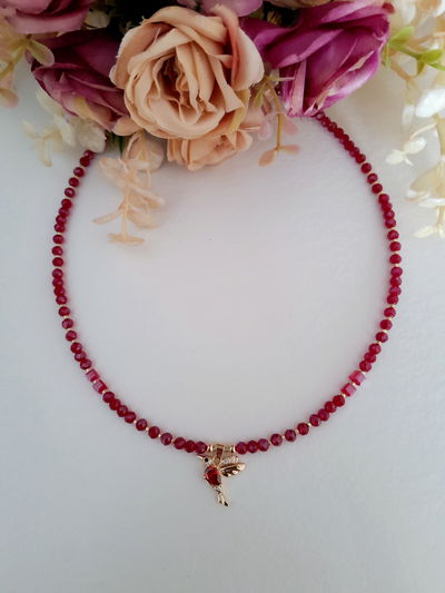 Collar Colibrí cubic rojo