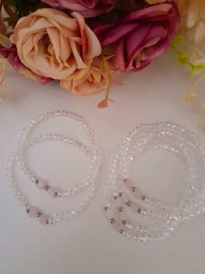 Pulsera corazón cuarzo rosa