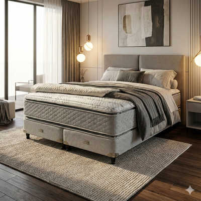 SOMMIER Y COLCHON PIERO MONTREAUX DOBLE PILLOW TOP 200x180 + 2 Almohadas de regalo