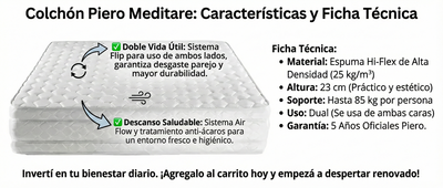 COLCHON PIERO MEDITARE EUROPILLOW 190x130