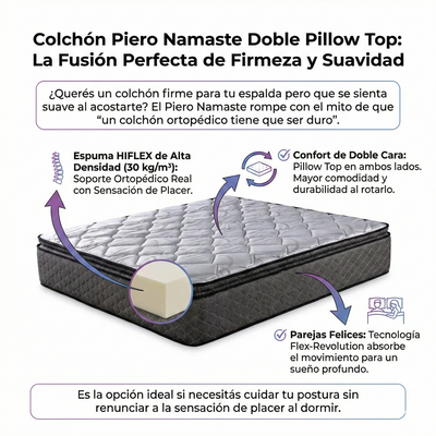 COLCHON PIERO NAMASTE DOBLE PILLOW TOP 190x100