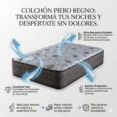 SOMMIER Y COLCHON PIERO REGNO 190x90