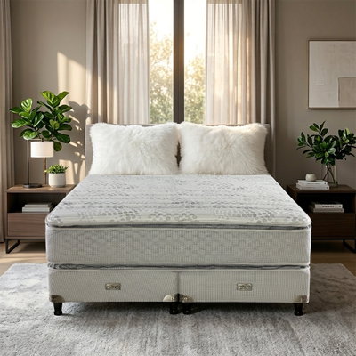 SOMMIER Y COLCHON PIERO MONTREAUX DOBLE PILLOW TOP 200x180 + 2 Almohadas de regalo