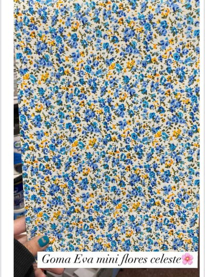 GOMA EVA MINI FLORES  celeste: