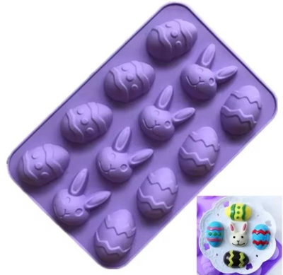 MOLDE SILICONA CHOCOLATE HUEVOS CONEJOS PASCUA