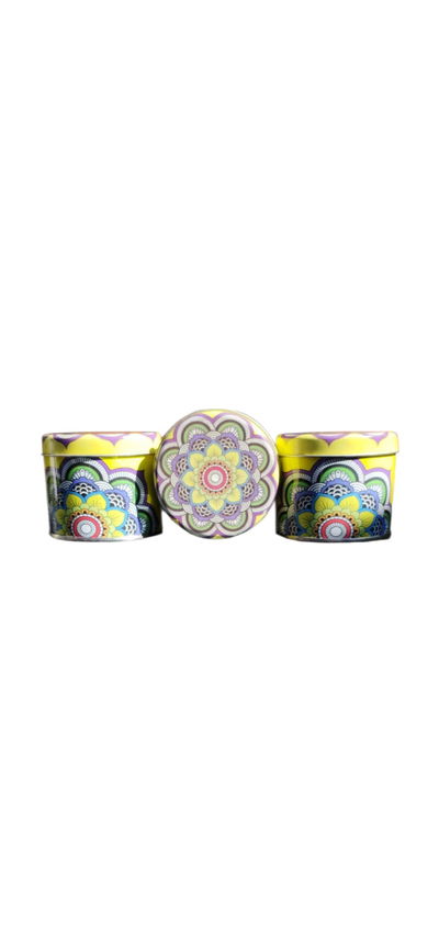 Lata mandala amarilla 5 x 6 cm