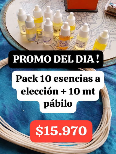 10 esencias a elección + 10 mt pabilo 