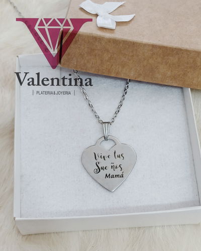 Dije Acero Quirúrgico Corazón Tiffany +cadena + grabado