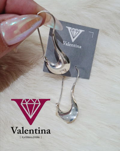 Aros Plata 925 Colgantes Gota 37mm