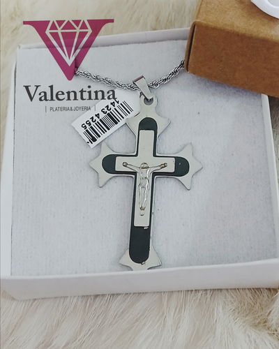 DIJE ACERO CRUZ TRIPLE CRISTO 60MM