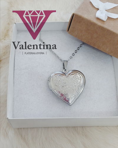 FOTORELICARIO ACERO QUIRURGICO CORAZON DISEÑO 30X28MM