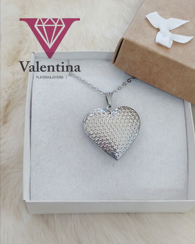 FOTORELICARIO ACERO QUIRURGICO CORAZON DISEÑO 30X28MM