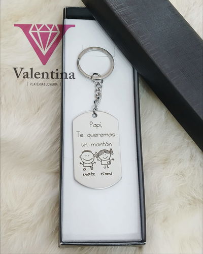Llavero Acero Quirúrgico Rectangular 50x30mm + Grabado Personalizado