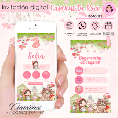 Caperucita Roja invitación digital interactiva