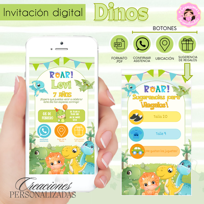 Dinos invitación digital interactiva 