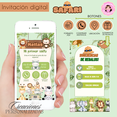 Safari invitación digital interactiva