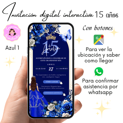 Invitacion 15 años Flores y Mariposas (Varios colores disponibles)
