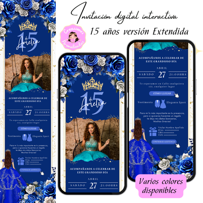 Invitación 15 años interactiva .PDF Diseño floreado