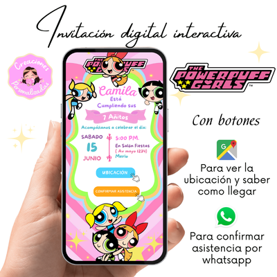 Invitación digital interactiva Las chicas super poderosas