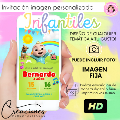 Invitación infantil imagen fija PERSONALIZADA