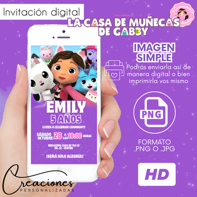 Gabby Casa de muñecas Invitación Digital Imagen fija