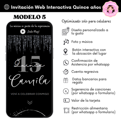 Invitación Web 15 años MODELO5