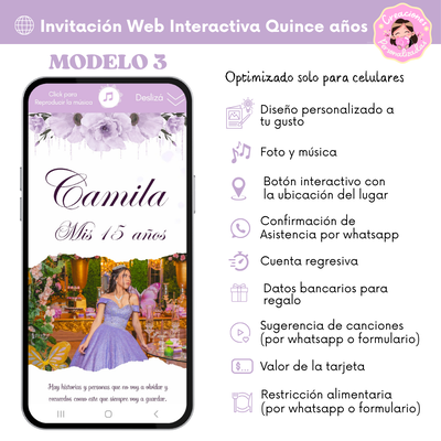 Invitación Web 15 años MODELO3