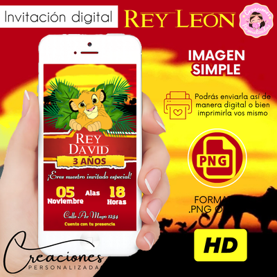 Rey León Invitación Digital Imagen fija