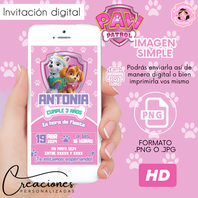 Sky y Everest Paw Patrol Invitación Digital Imagen fija