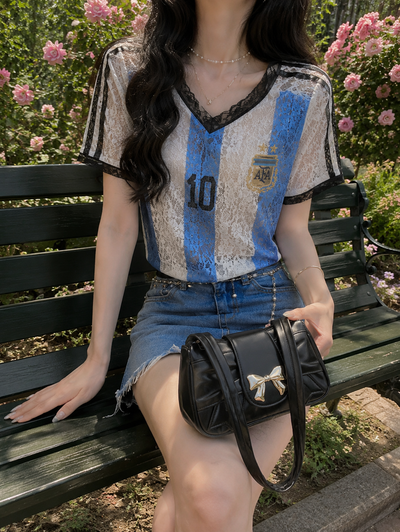 Camiseta Encaje Coquette🇦🇷💙💕💖