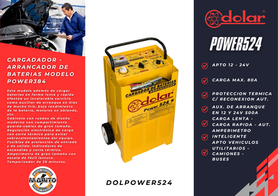 CARGADOR - ARRANCANDOR DE BATERIA MODELO POWER524