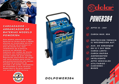 CARGADOR - ARRANCANDOR DE BATERIA MODELO POWER384